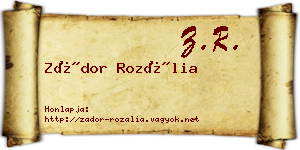 Zádor Rozália névjegykártya